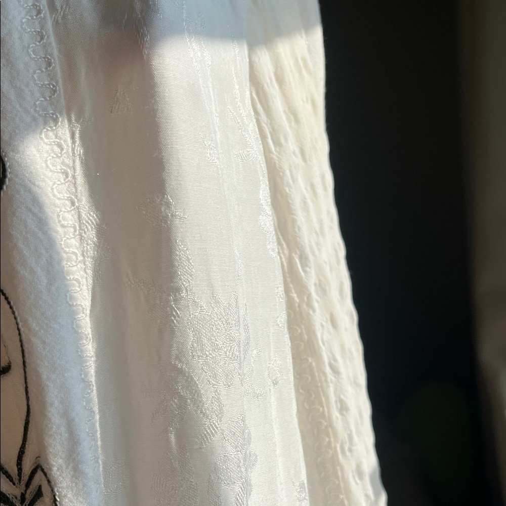 Vintage 90s Y2K White Embroidered Boho drop waist Midi Dress Free Size romantic - Picture 14 of 14